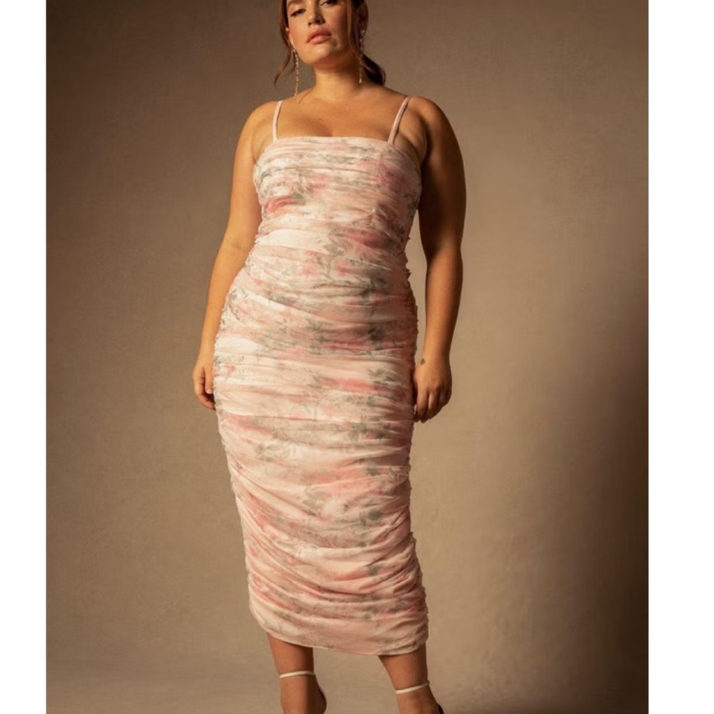 Eloquii Floral Ruched Wedding Guest Dress